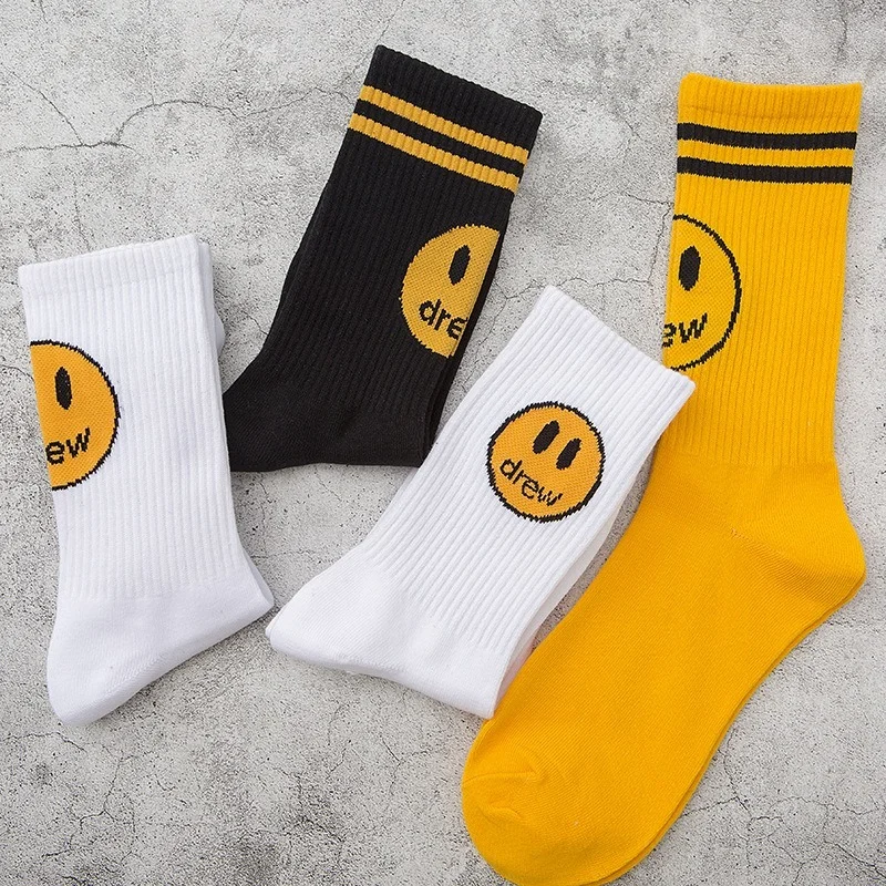 

Drew House Socks Men Women Fashion New Men's Smiley Graphics Sock Harajuku Hip-hop Women's Skateboard Sports Justin Bieber