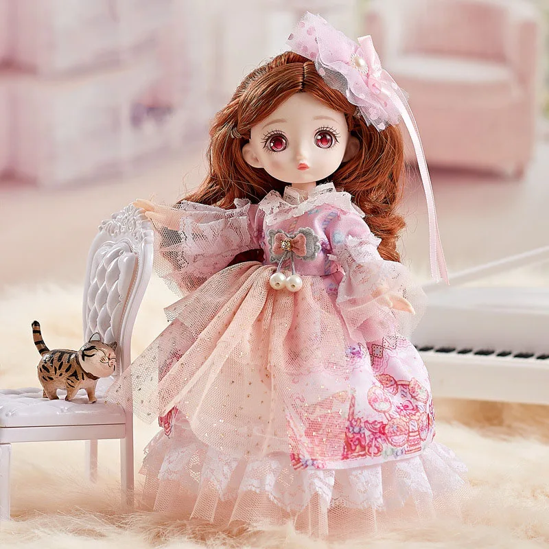 

23 см Аниме Кукла с юбкой и аксессуары для волос 1/7 Bjd 13 совместное подвижное детское платье игрушки