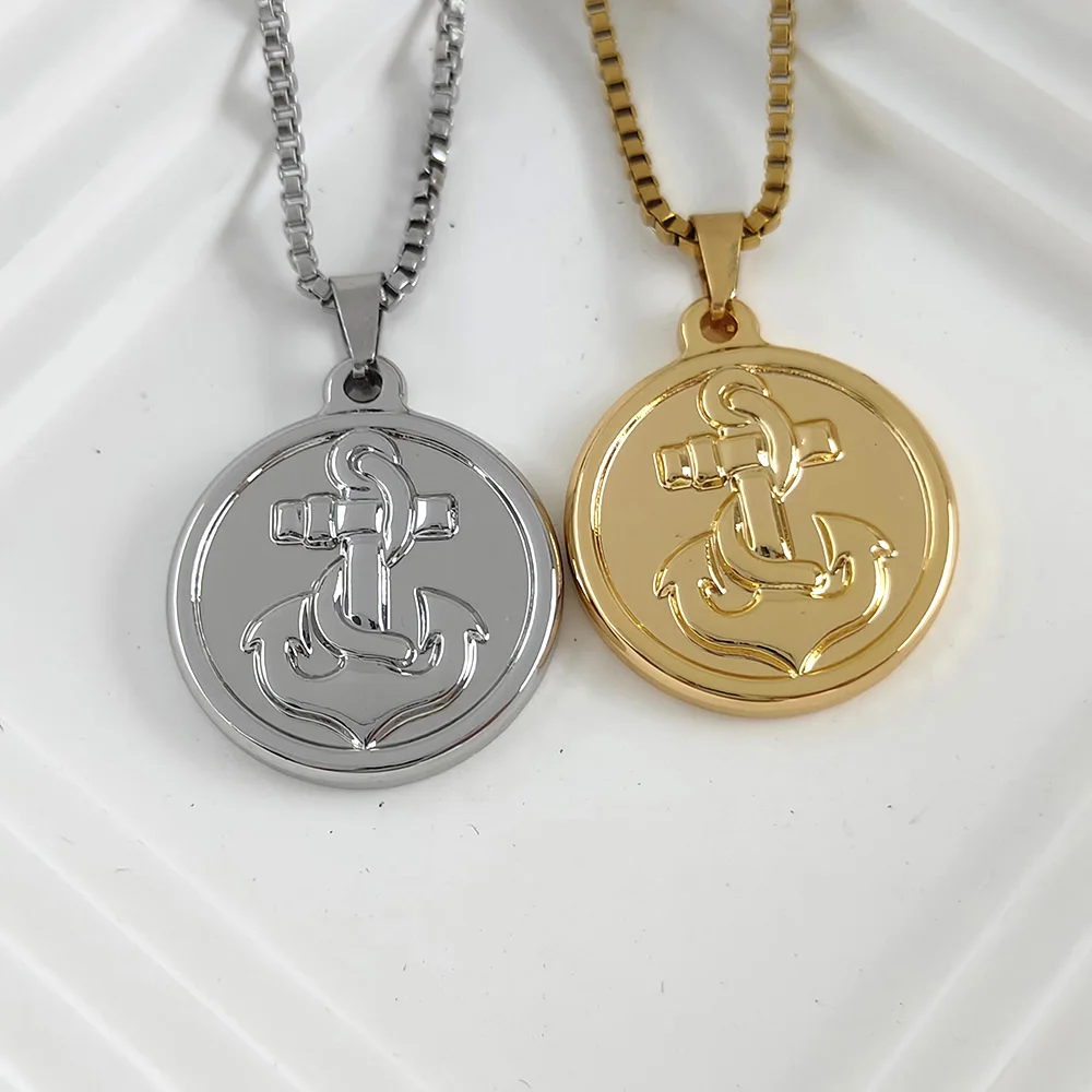 

Korean Fashion Jewelry Classic Gold Plated Anchor Pendant Necklace for Women Stainless Steel Party Accessories Gift for Girls