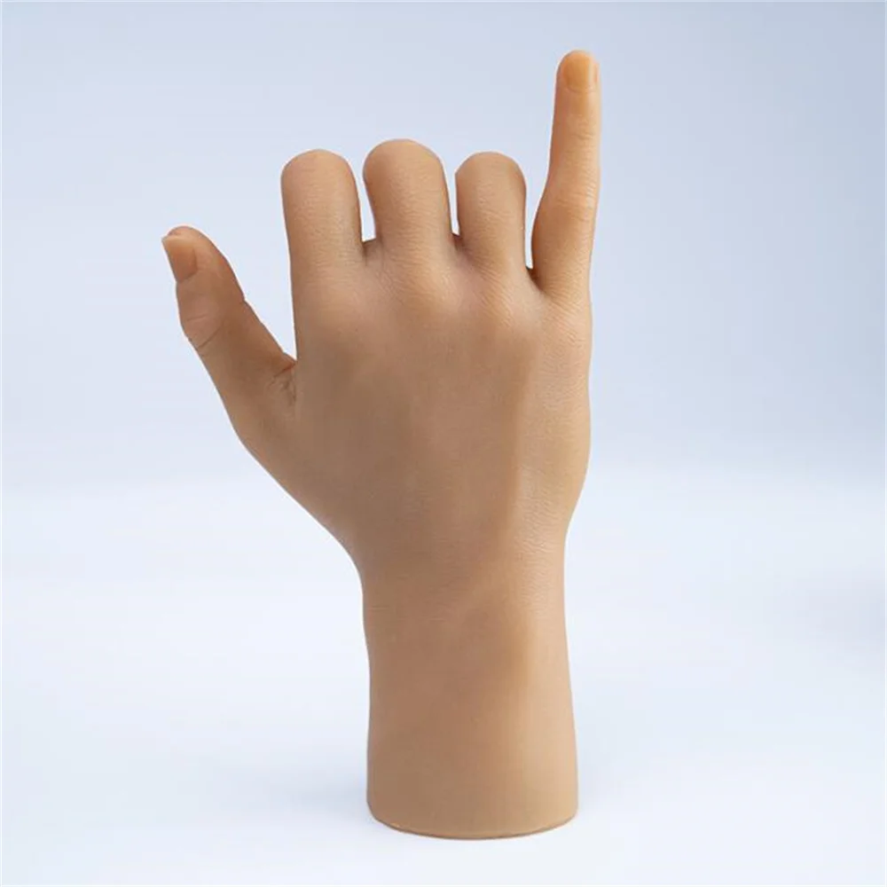 Real 1Pair 29cm Male Hand Mannequin Body Positioning Manicure Props Jewelry Art Complexion Halloween Finger Doll E038