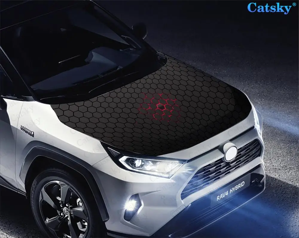 Геометрические черные сотовые виниловые наклейки на капот автомобиля виниловая