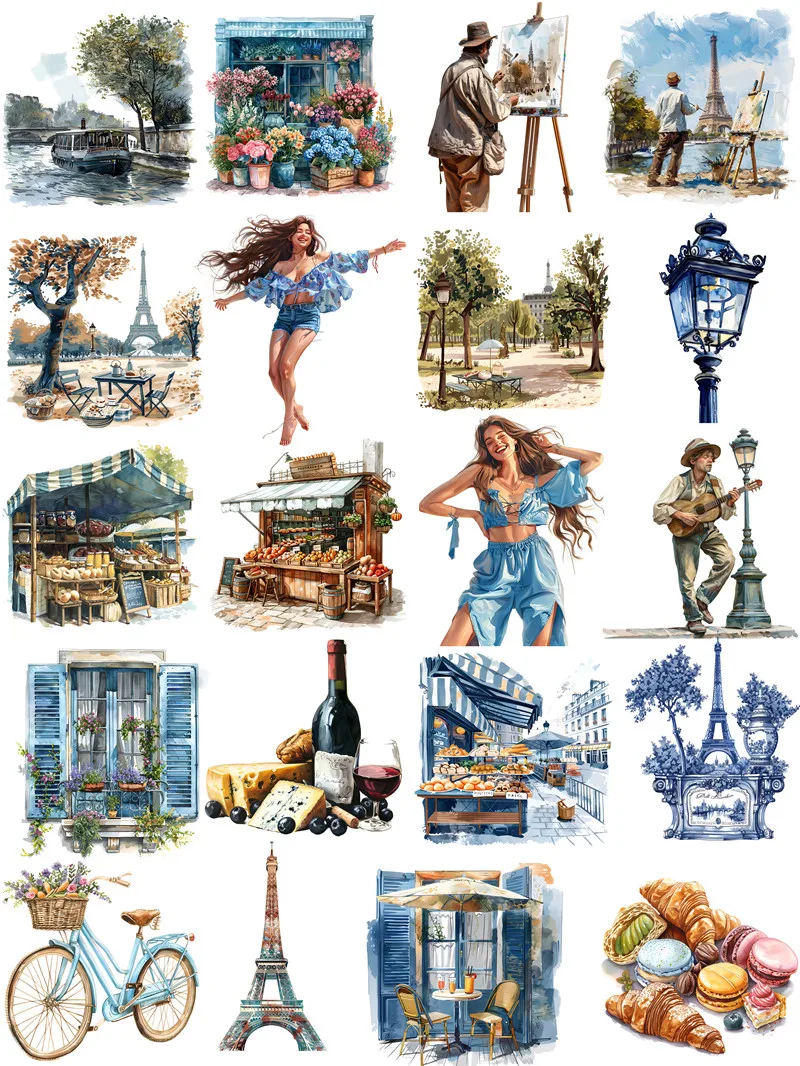 Синие и романтические французские наклейки Стикеры для рукоделия скрапбукинга