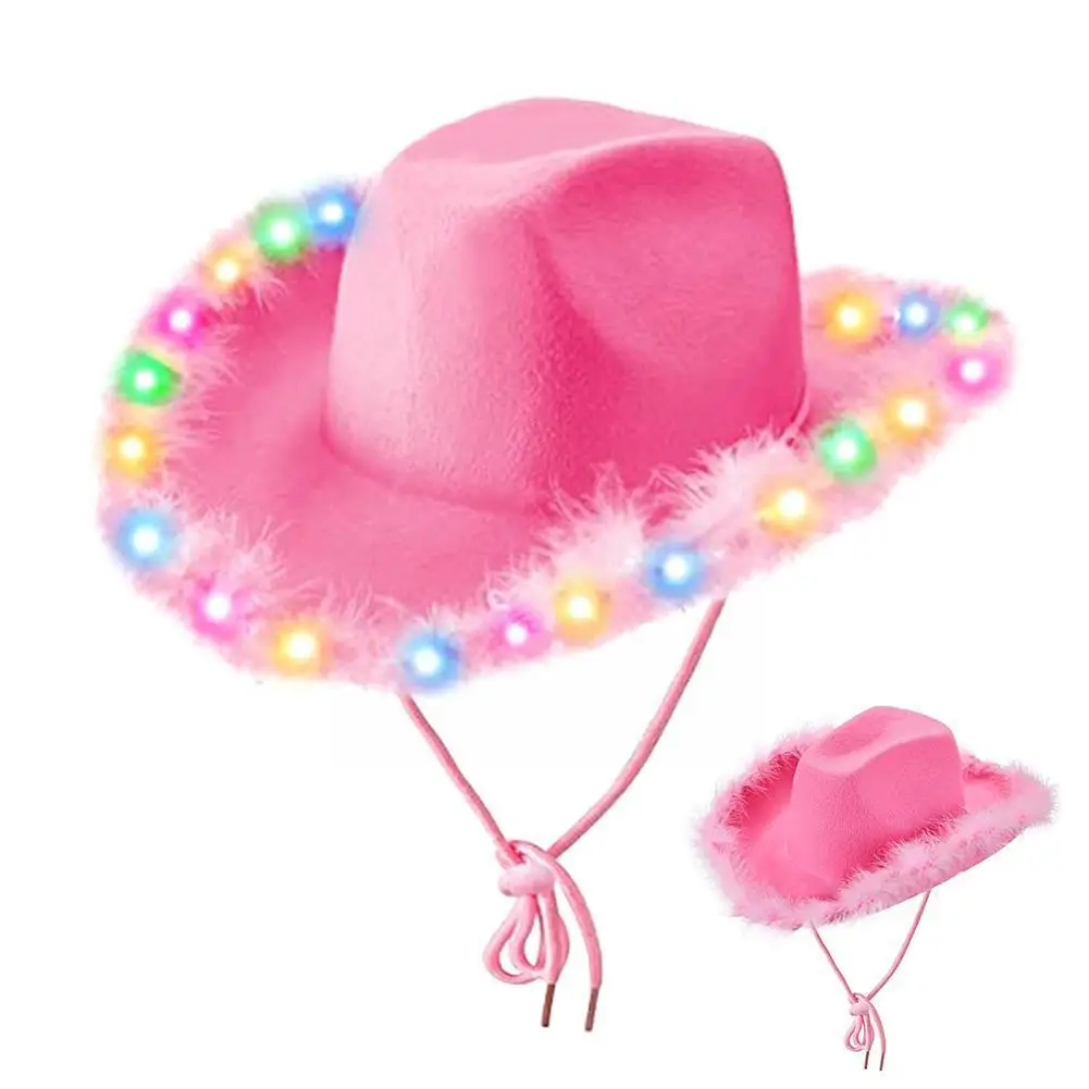 

Cowgirl Hat Women Felt Cowboy Hats Party Pink Style Light Hat Hat Lady Cowboy Western Bonnet Top Dropshipping Led Cosplay 2 O9k8