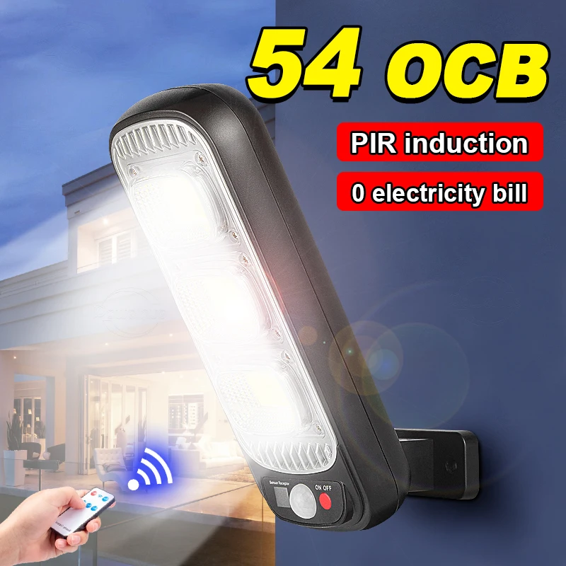 

Super 54 LED Solar Light Outdoor Solar Lamp 3Modes Remote Control Powered Sunlight Motion Sensor Waterproof Garden Street Light