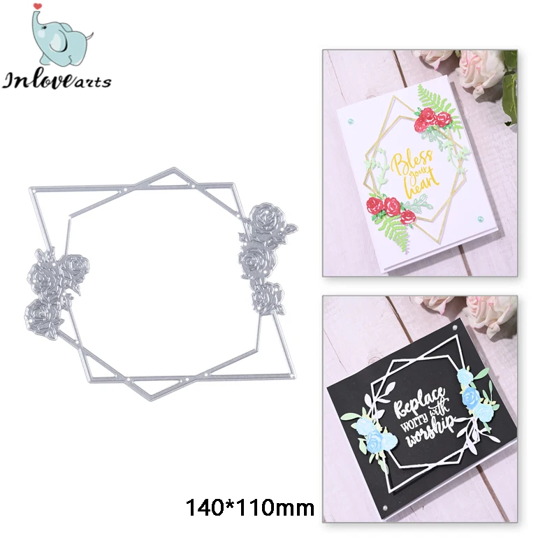 

InLoveArts Hexagon Frame Metal Cutting Dies Cuts Flower Geometry Scrapbooking For Making Cards Embossing Tool Decorative Crafts