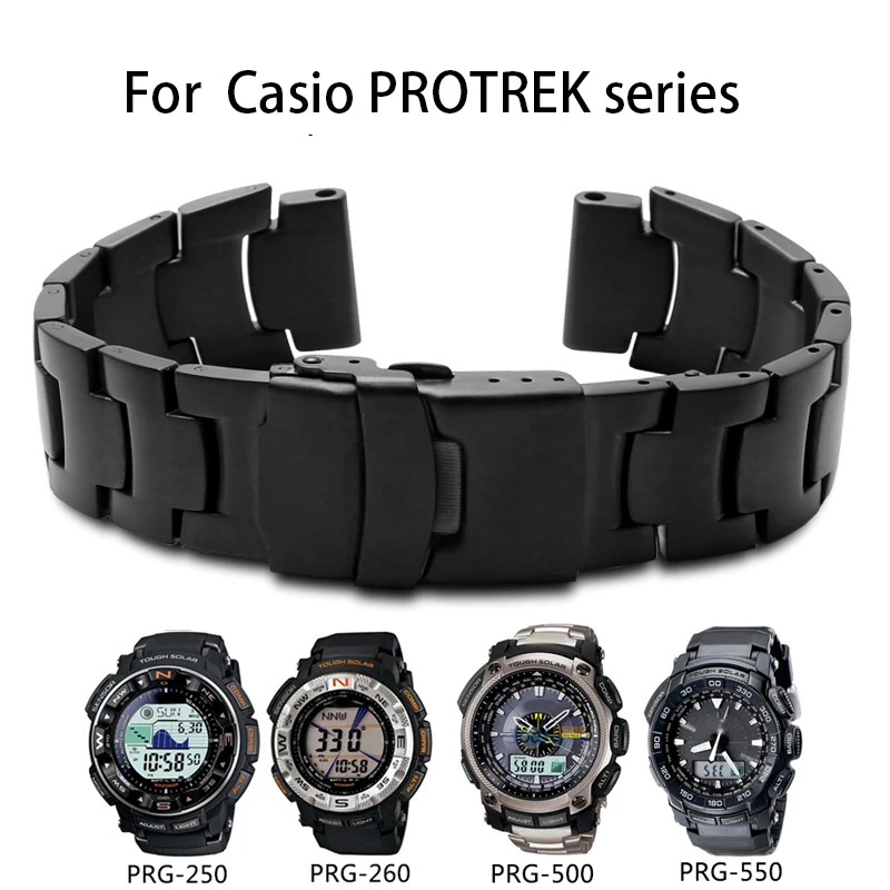 

Ремешок для часов для Casio PROTREK PRG-260 PRG-270/2500/5100, однотонный ремешок для часов, серебряный браслет 18 мм