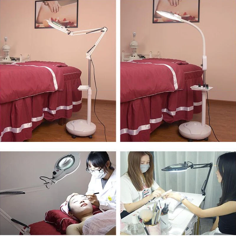 

Dimming Tattoo 120 LED Magnifier Floor Lamp Nail Art USB Cold Light Led Non-slip Equipment Clamp Glass Table Lamp for Beauty