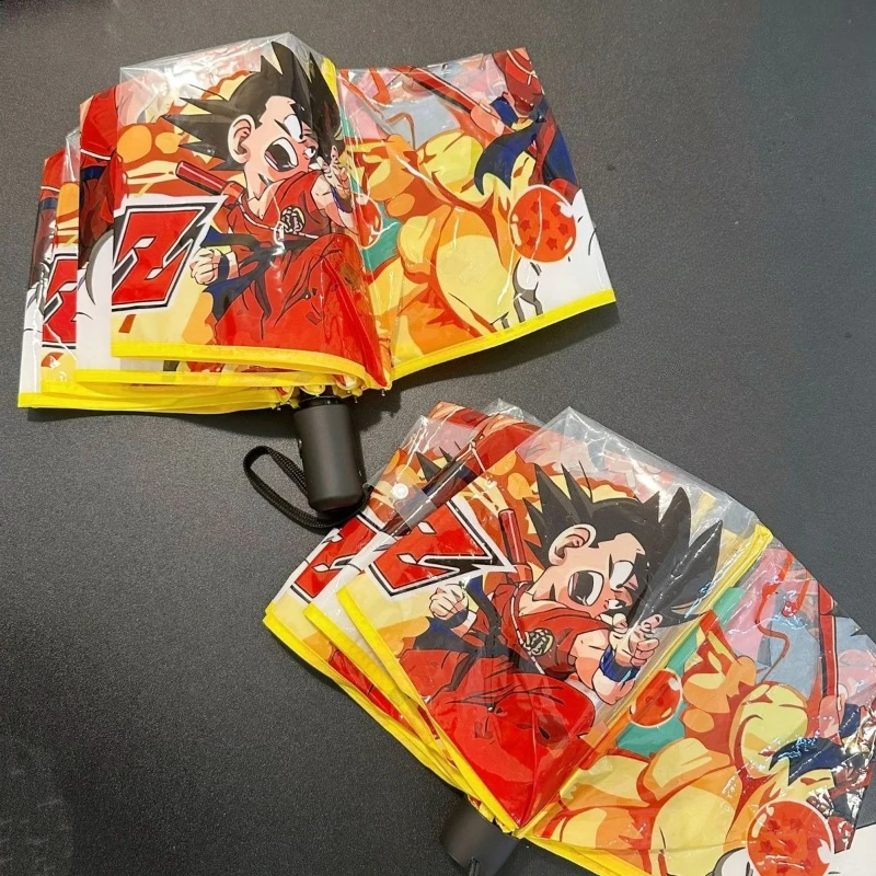 Фото Зонт Dragon Ball с изображением Сон Гоку в милом мультяшном стиле, ручной складной, для солнечной и дождливой погоды, автоматический, прозрачный. №3