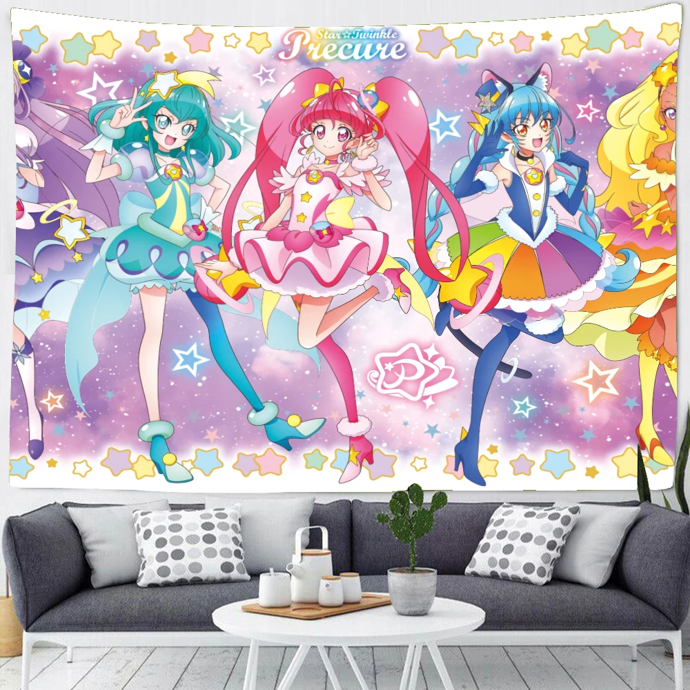 

Japanese Kawaii Anime Cartoon Tapestry Background Cloth Wall Hanging Home Bedspread Rug Boho Decor Hippie Tapiz Decorative Mural