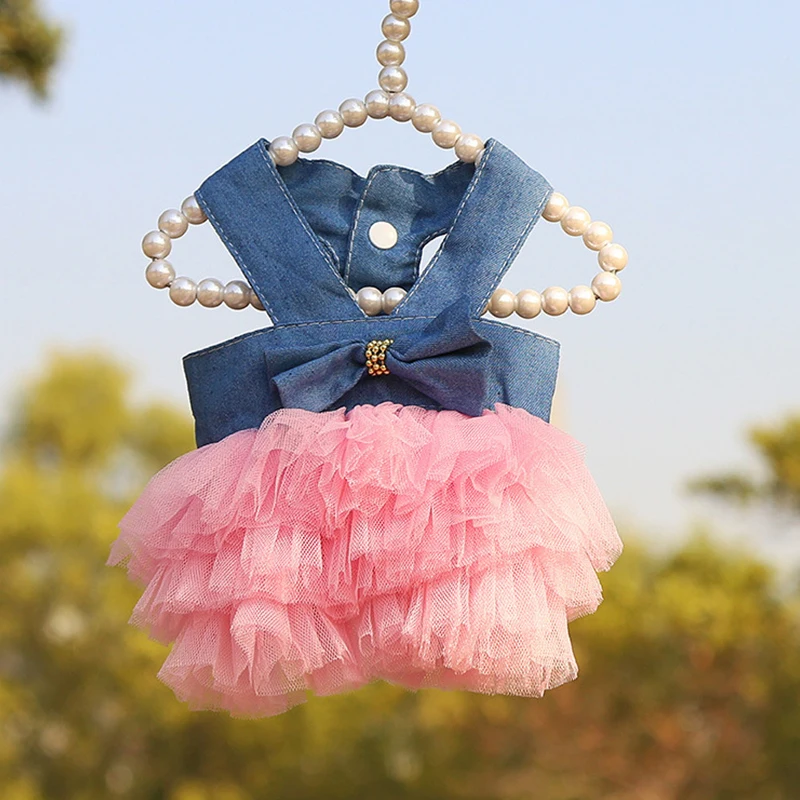 

Sling Dog Dress Lace Tullle Dress Princess Style for Small Dog Chihuahua Party Wedding Jean Bowknot Dress Puppy Costume