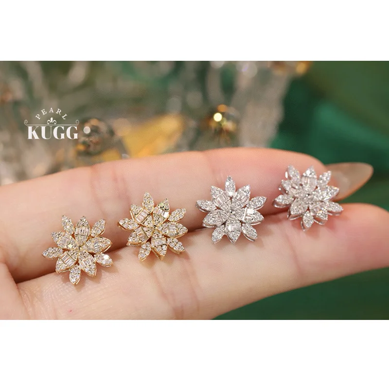 KUGG серьги из 100% белого или желтого золота 18 карат настоящего натурального