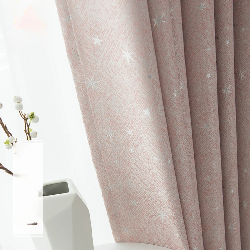 Diamond Star Jacquard Cute Curtains for Children's Room Nordic Minimalist Linen Blackout Living Rooms Bedroom