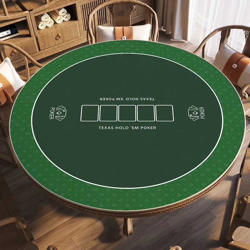 Фото Круглый коврик для покерного стола Texas Hold'em 100/120 см, из хрустального бархата, нескользящий, износостойкий, легко чистится, для покерного стола №5