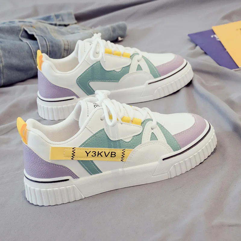 

Flat Platform Shoes Plus Size 43 44 Skate Shoes Macarone Candy Woman Ins leisure New Chic Women Tide Low Top Sneakers Streetwear