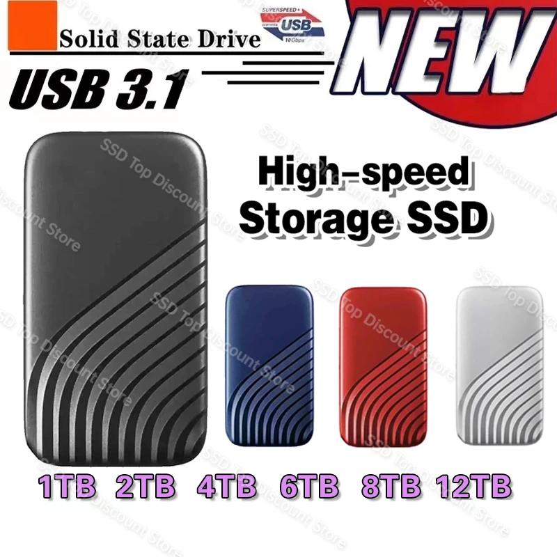 

Portable SSD External Solid State Drive 500gb 16tb Portable HD Hard Drive USB 3.1 Type-C 2TB 8TB Hard Disks For Laptop Notebook