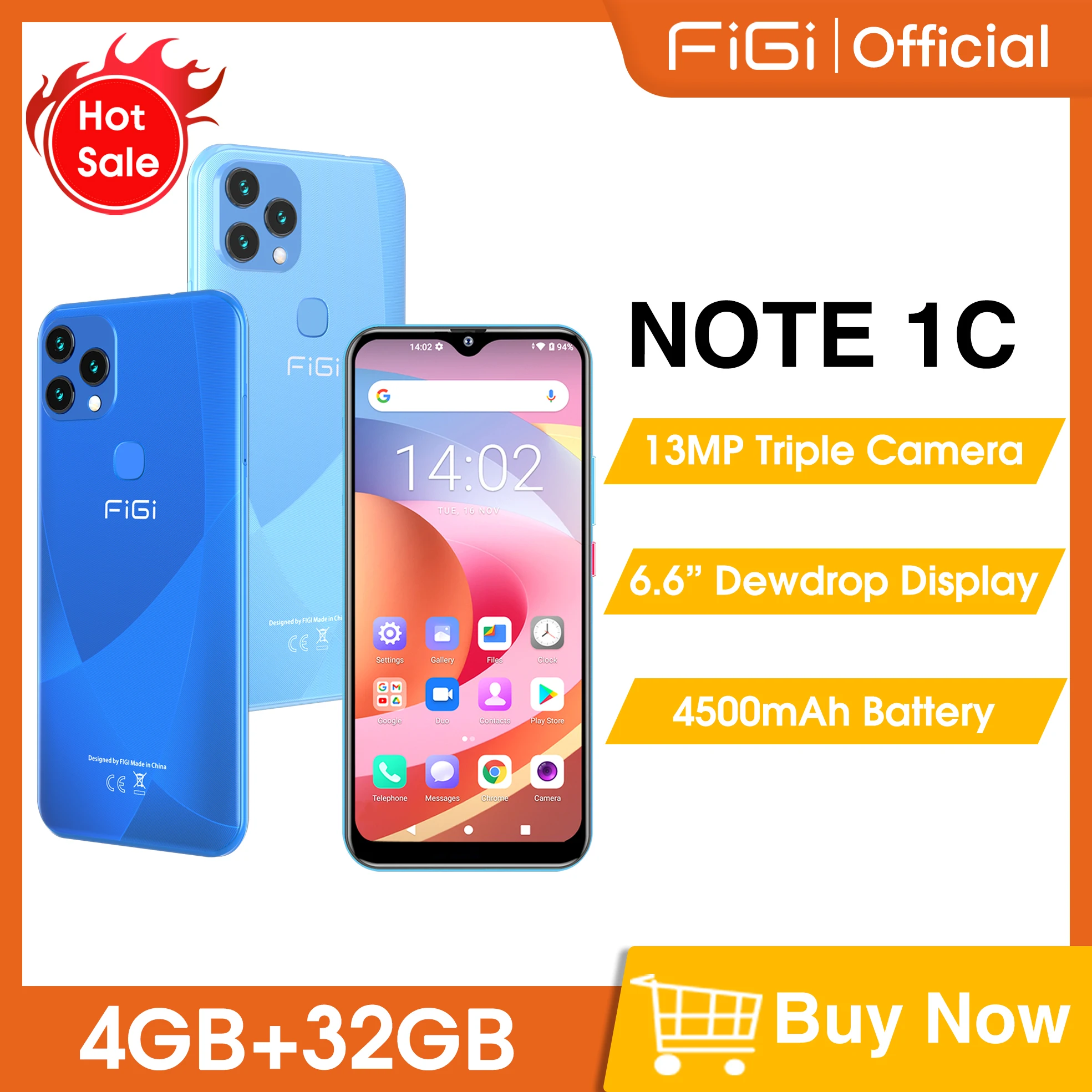 

Смартфон FIGI NOTE1C на Android 11, восемь ядер, экран 6,6 дюйма, 32 ГБ + 4 Гб