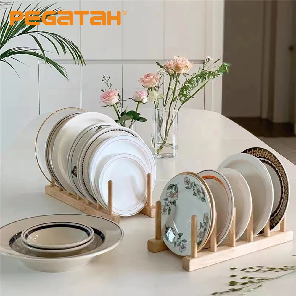 

Storage Holders Multifunction Wooden Stand Rack Kitchen Dish Lid Drain Holder Organizer Domestic Drying Cups Shelf