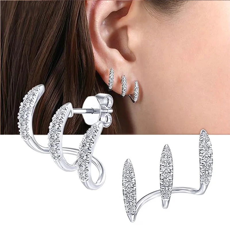 

Silver Color Claws Stud Earrings with Crystal AAA CZ Stone Modern Design Fashion Versatile Accessories Women 2023 Jewelry gift