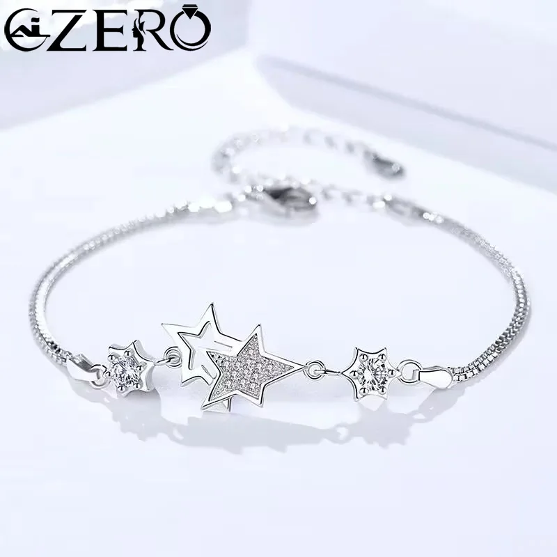 

New Popular Brands 925 Sterling Silver Noble charms Crystal Star Bracelets for Women Jewelry Fashion Party Wedding Birthday Gift