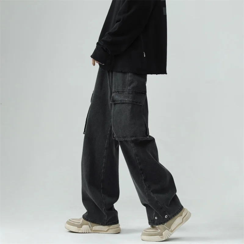 

Baggy Jeans Men Fashion Retro Pockets Cargo Jeans Men Japanese Streetwear Hip Hop Loose Straight Denim Pants Mens Trousers M-2XL