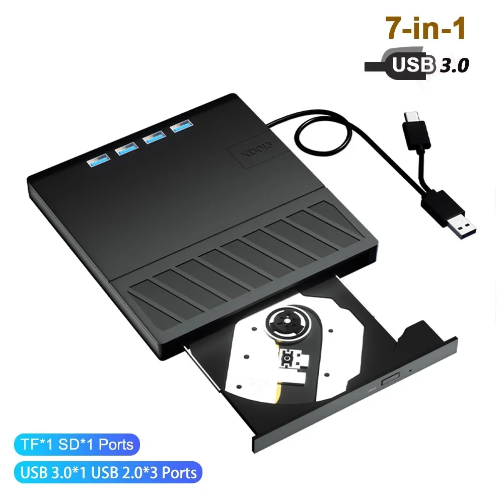 7-в-1 USB 3.0 Type C Внешний Оптический Blu-ray DVD CD-привод Тонкий Портативный Записывающий