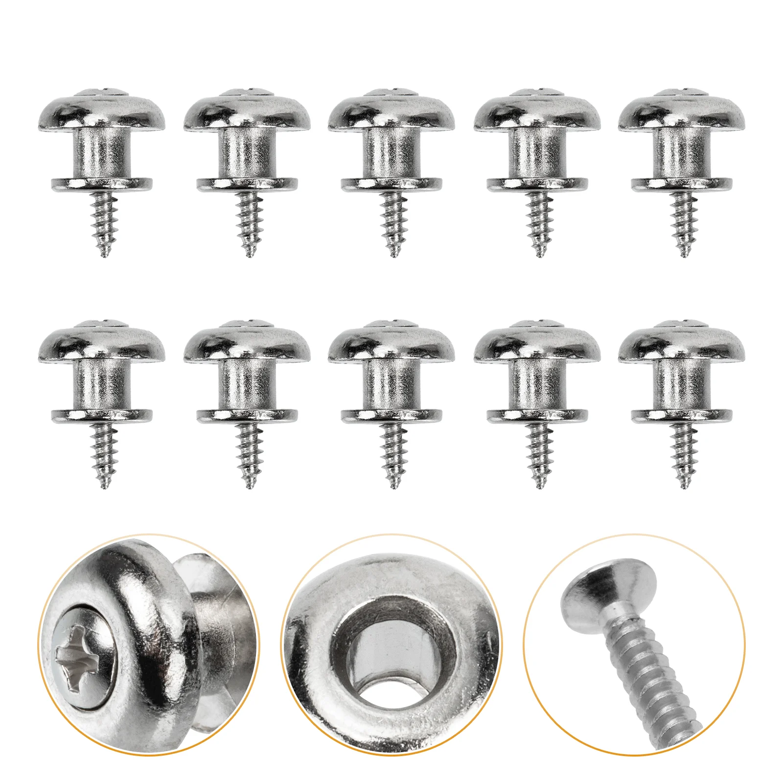 

10 Pcs Guitar Strap End Nails Anti-falling Buckle Lock Non-skid Bass Belt Metal Buttons Pin Straps Peg Instrument Safe Electric