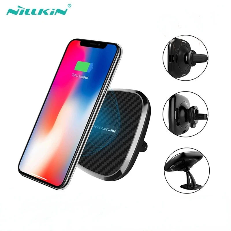 

Nillkin 10W Qi Wireless Car Charger For iPhone 12 Pro Max 2 in 1 Magnetic Vehicle Mount Phone Holder For Samsung Galaxy S21