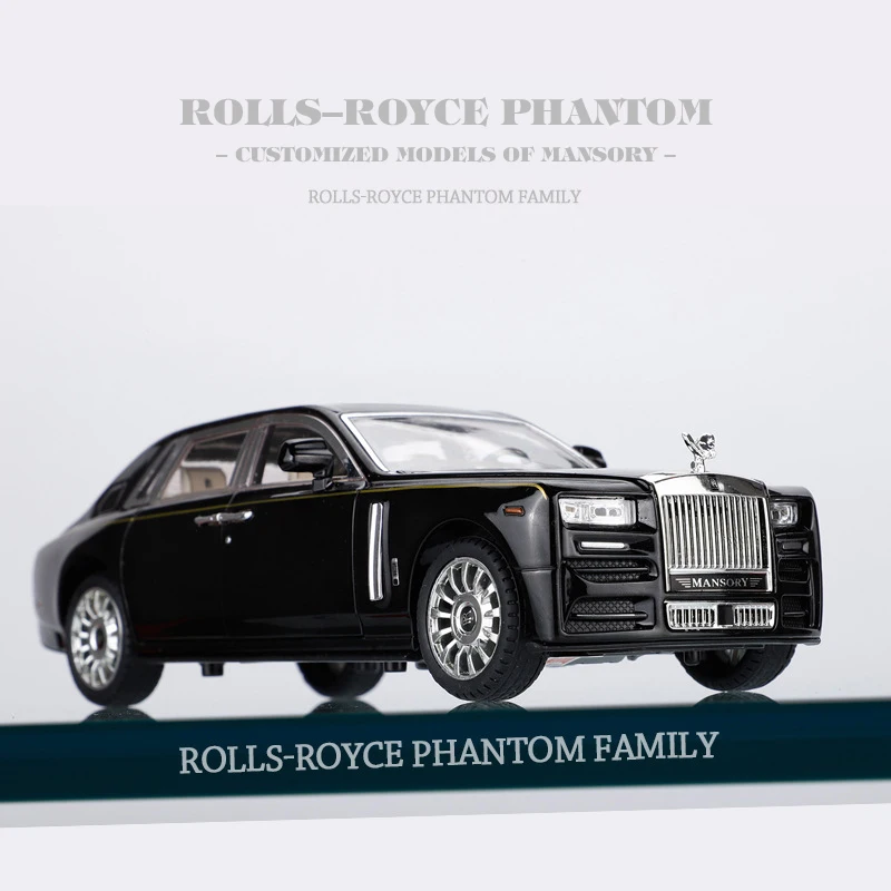 

1:24 Rolls Phantom Maisha Alloy Toy Car Model Ornament Open Door Sound and Light Pull Back Model Collection Decoration Gifts