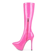 plus 45 ladies sexy high fetish thin heels 15cm party shoes women platform knee high boots woman stretch upper boot