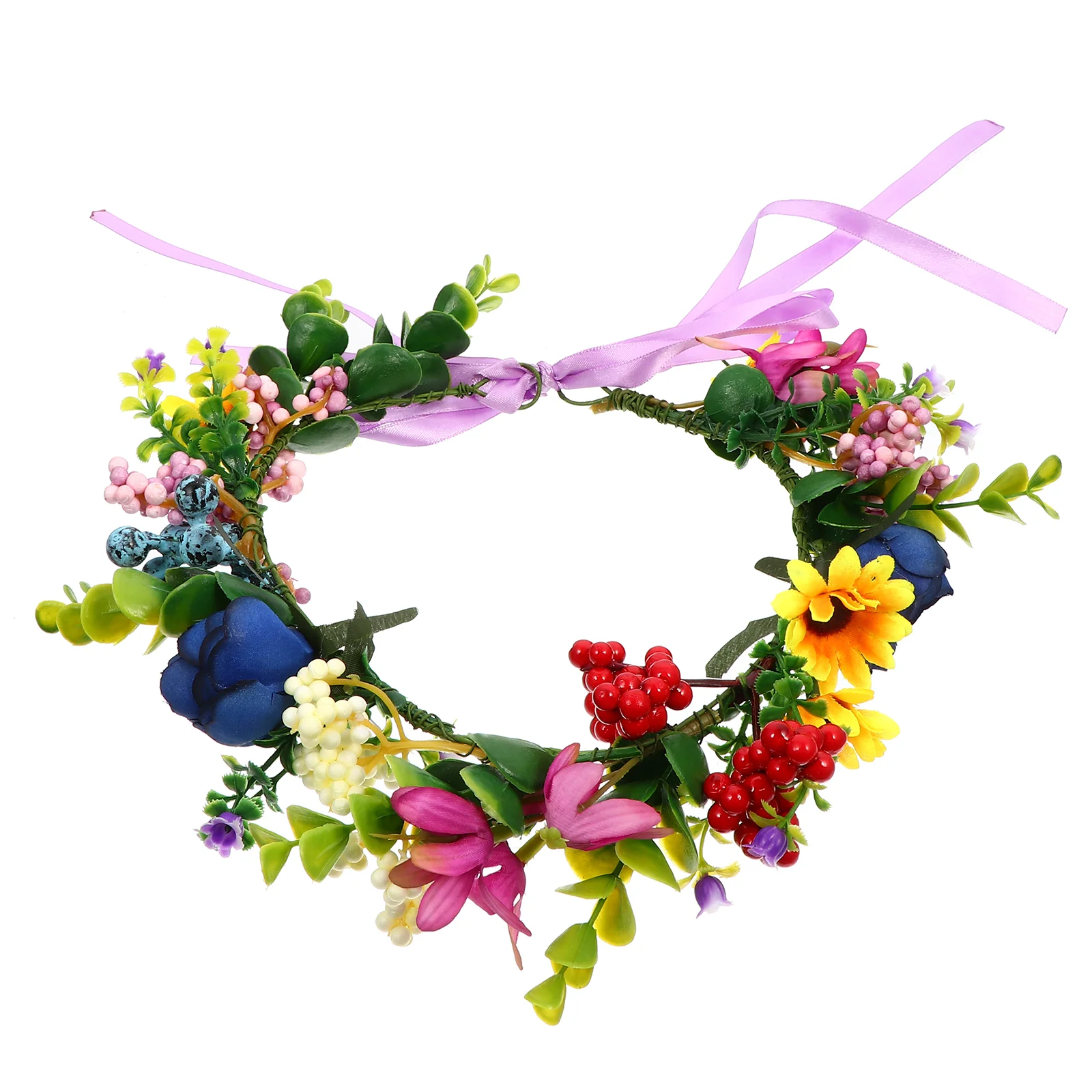 

Christmas Flower Green Leaf Headband Natural Berries Festival Tiara for