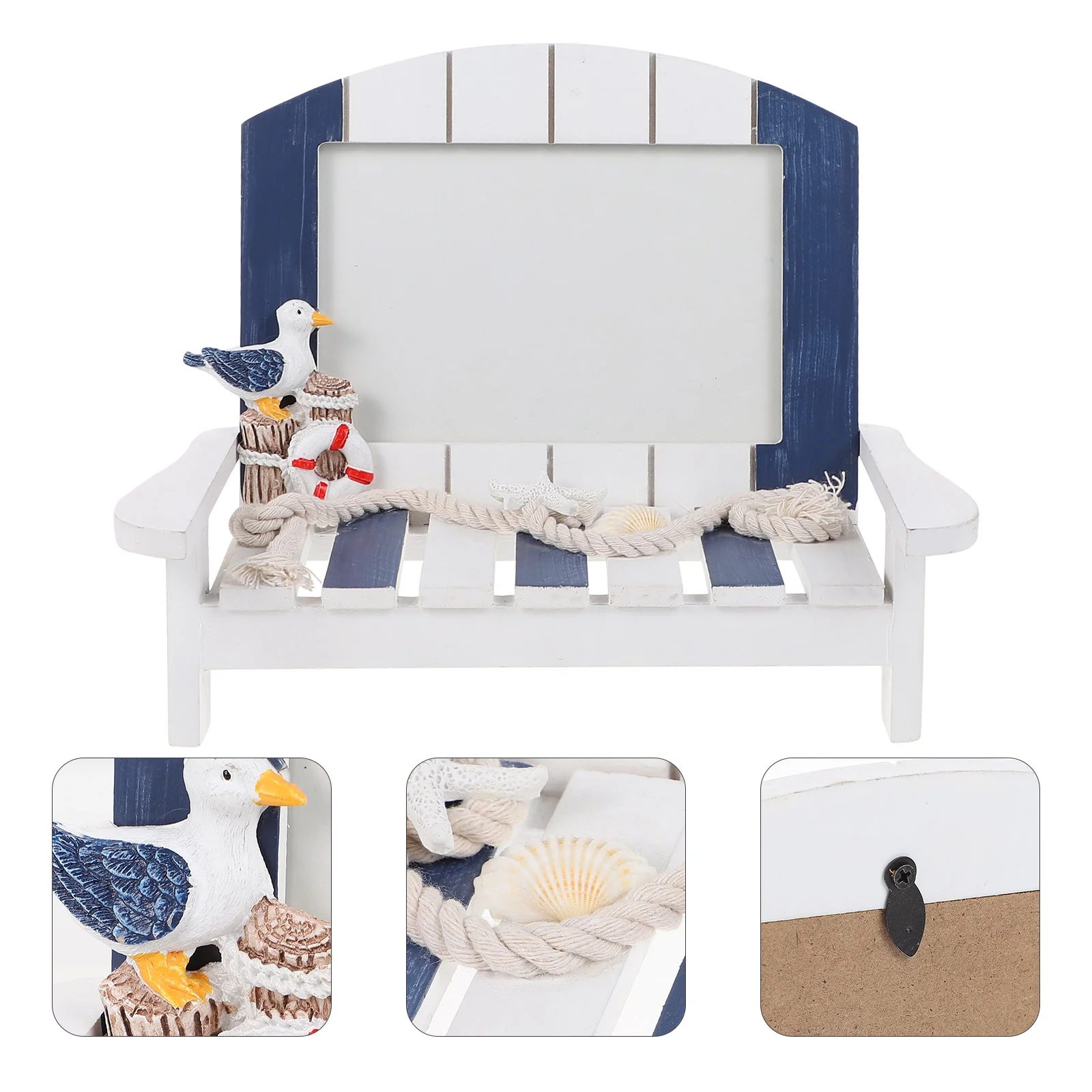 

Frame Photo Picture Beach Chair Display Frames Miniature Nautical Wooden Coastal Wood Ornament Home Mediterranean Desk Rustic