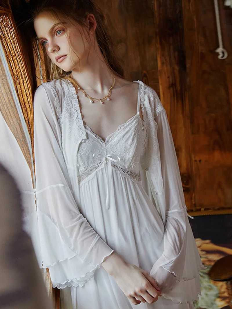 Женская свободная винтажная Пижама принцессы в викторианском стиле из модала и