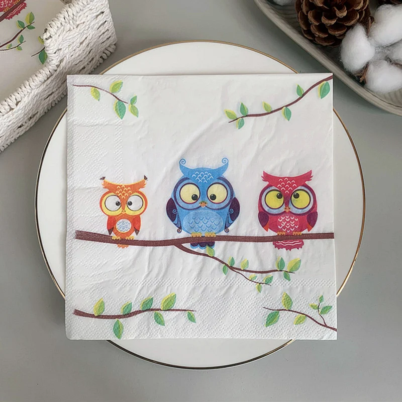 

20 шт./упаковка, бумажные салфетки в виде совы