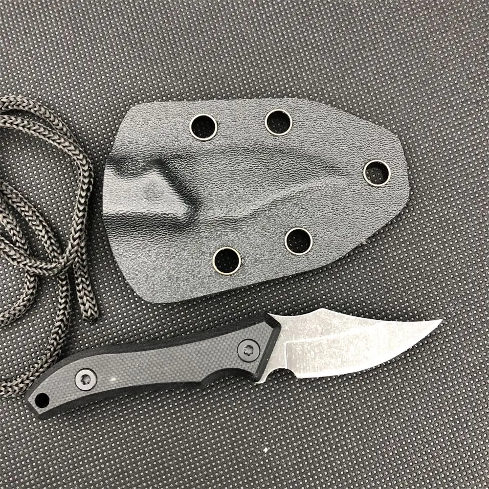 

2023 new outdoor Knife Small straight knife 420 steel portable camping knife G10 handle Full Tang with K sheath Free shipping