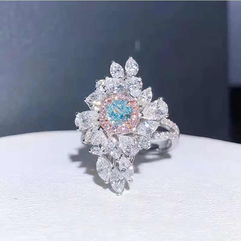 

Milan Girl Shiny Pink High Carbon Diamond Drop Ring Ladies Wedding Party Exquisite Gifts High-end Banquet Jewelry