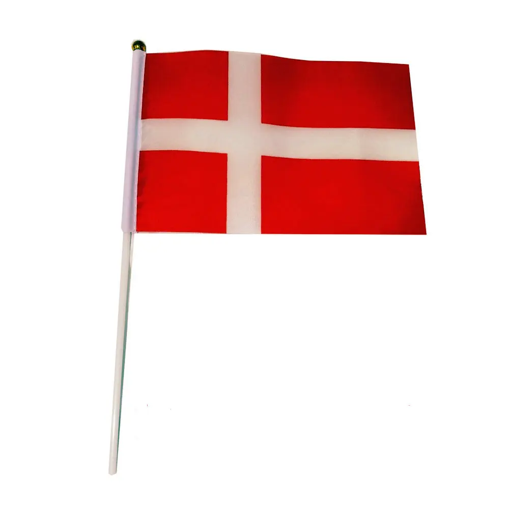 Дания ручной флаг 100 шт. 14*21 см полиэстер двухсторонняя печать Danmark DK Мах флагом с