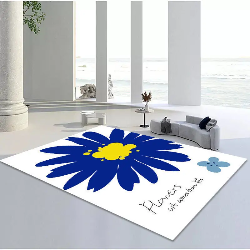 

Modern Art Blue Large Area Living Room Carpet Simple Sofa Coffee Table Floor Mat Bedroom Bedside Carpets Multicolor Children Rug