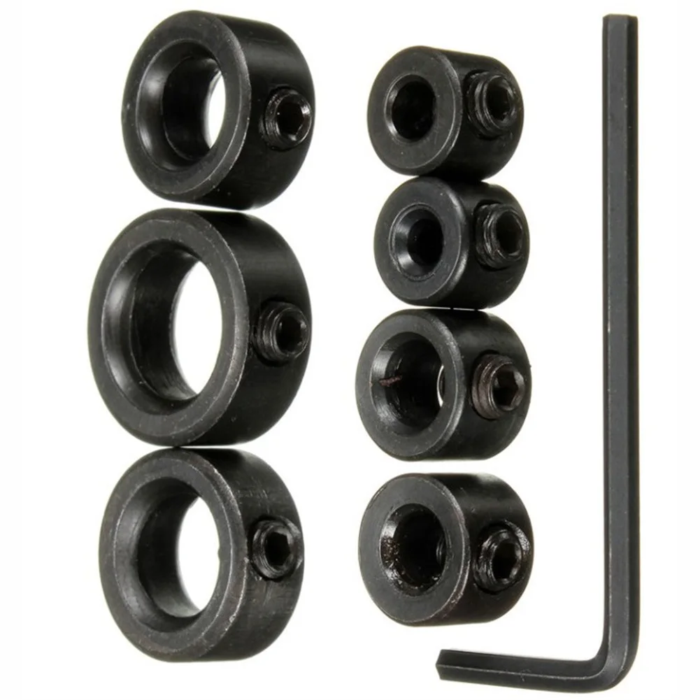 

Durable Drill Chuck Power Tool 7Pcs Black Depth Stop Collar Ring Drill Bit Hex Wrench High-carbon Steel Positioner