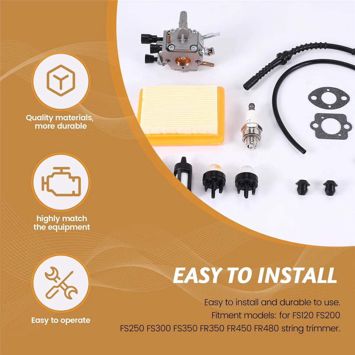 Carburetor Air Filter Bulb Fuel Repower Kit Fit for Stihl FS120 FS200 FS250 FS300 FS350 FR450 String Trimmer