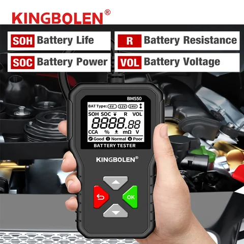 KINGBOLEN тестер автомобильного аккумулятора BM550 6 В 12 В 24 В 100-2000CCA 2 Ач-220 Ач система обнаружения аккумулятора автоматический анализатор аккумулятора инструмент для автомобильного аккумулятора