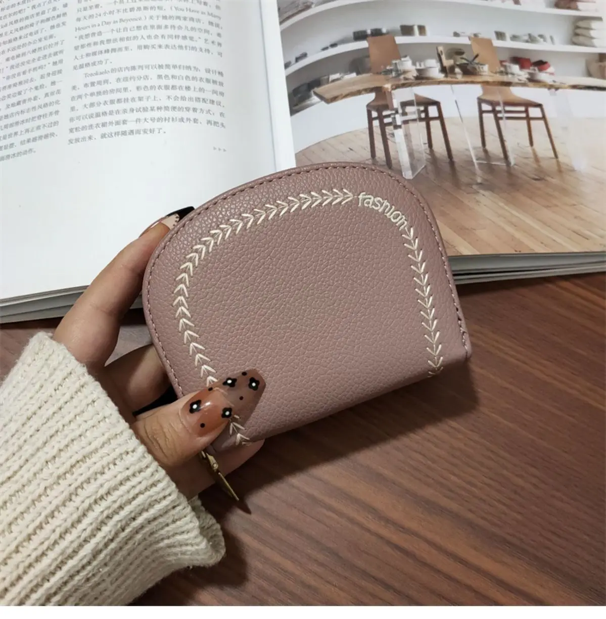 Luxury Classical Women Bag Fashion Leather Business Card Holder Genuine Leather Credit Card Holder Women Wallet Zipper