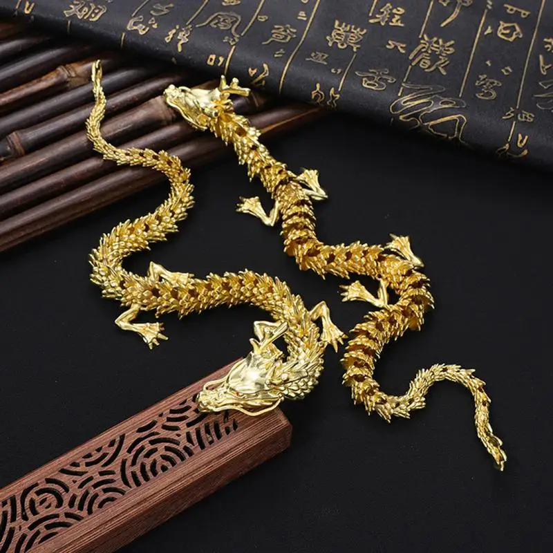 

3D Articulated Dragon Toys Poseable Joints Dragon Statue Figurines Five Claw Golden Dragon Ornaments Crafts Home Decoration