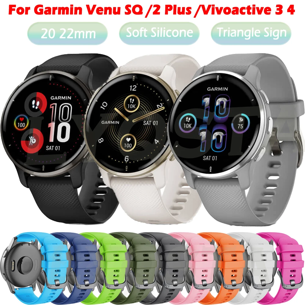 

20 22mm Sport Silicone Watch Band Strap For Garmin Venu 2 Plus Sq Vivoactive 3 4 Forerunner 955 255 745 245 645 Bracelets Belt