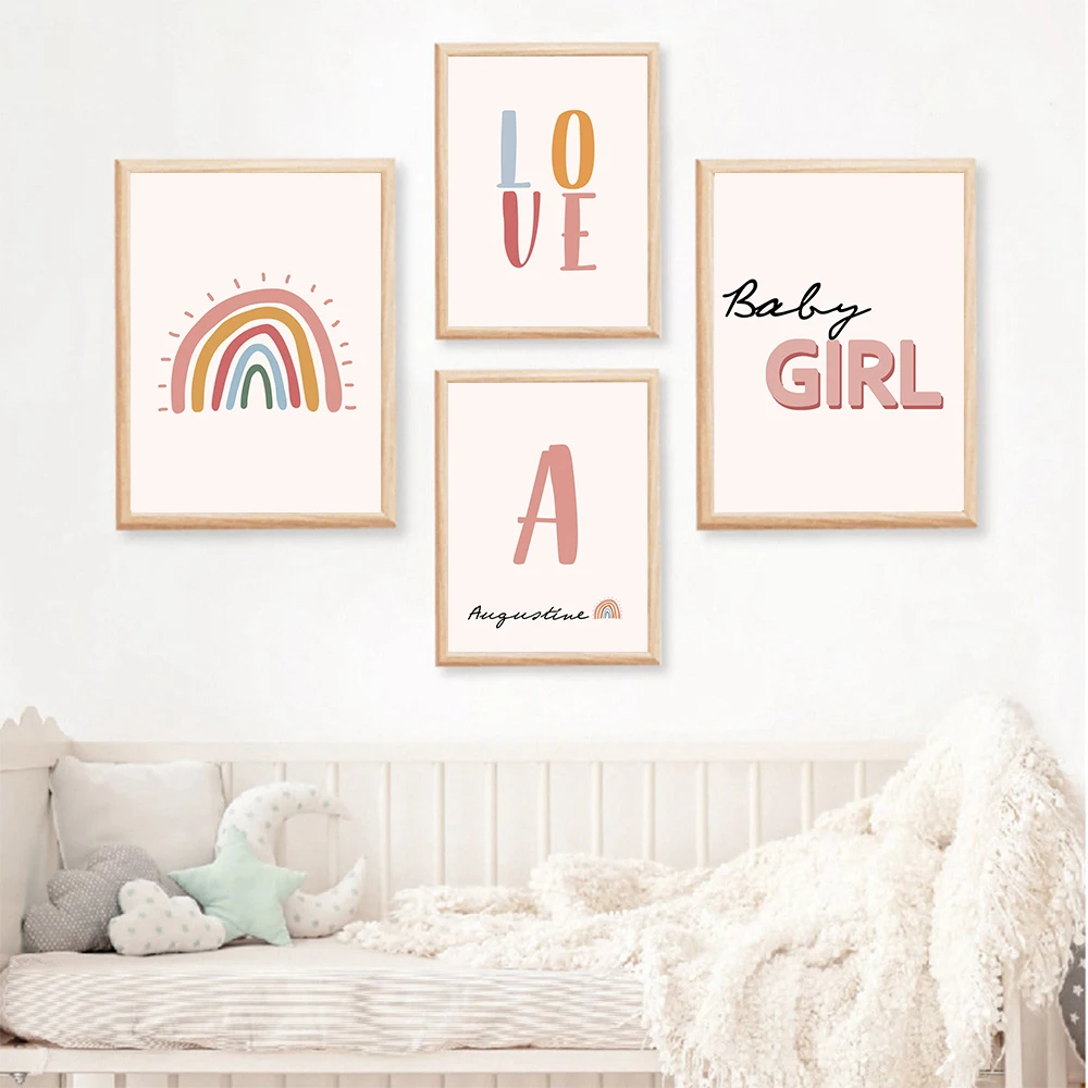 Любовь Девочка плакат для детской стены Искусство Холст Картина на заказ имя