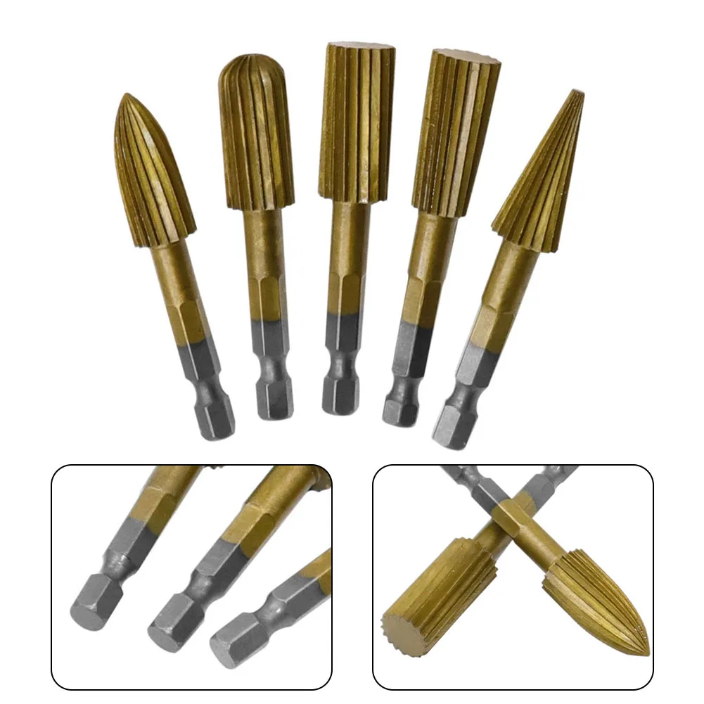 

5pcs 1/4inch Shank Carbide Burrs Rotary File Rotary Rasp Cutter Files Woodworking Carving Tool Electric Grinding Head