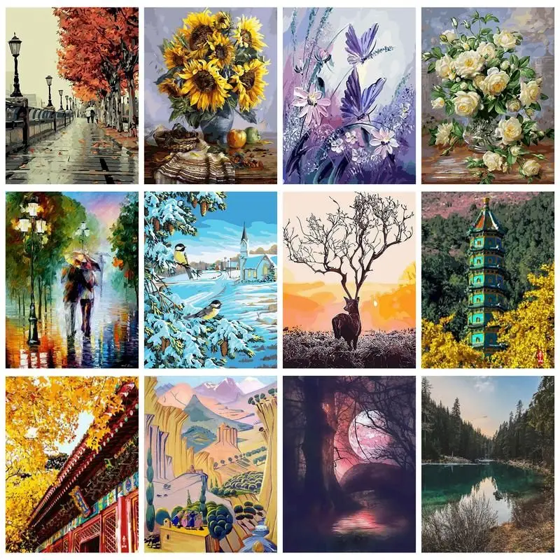 

GATYZTORY Modern Painting By Numbers For Adults Handiwork Picture Drawing Landscape Interior Paintings For Diy Crafts