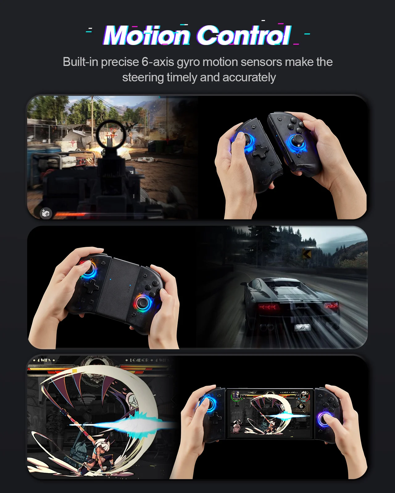 Пульт дистанционного управления RGB DOYOKY для Nintendo Switch/OLED с двойной вибрацией и