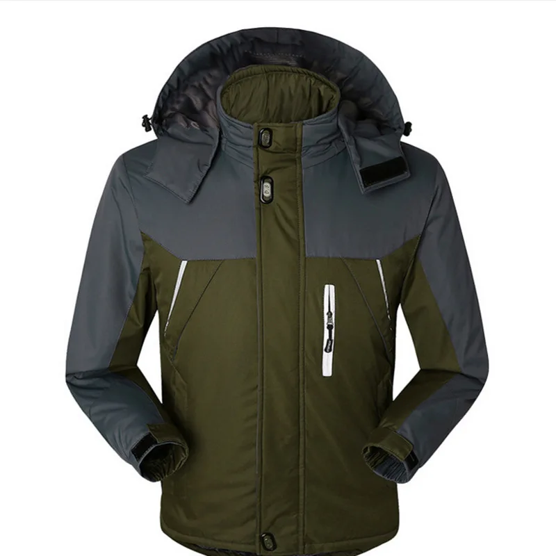 

Men's Hooded Jacket Waterproof, Windproof, Thick and Fieece Coat, Suitable For Skiing Keeping Warm in Winter And Outdoor Sports