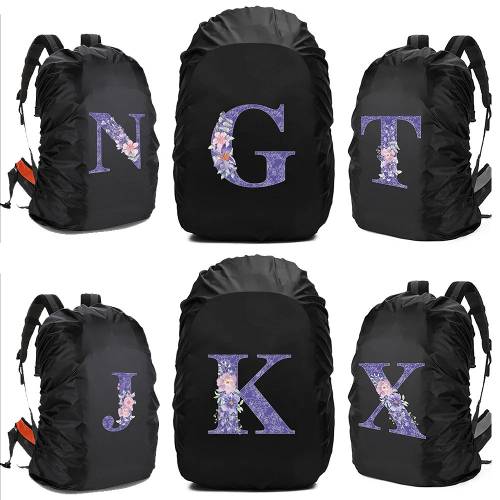 

Backpack Rain Cover 20L-70L Waterproof Outdoor Accessories Dustproof Camping Hiking Raincover Purple-flower Print Backpack Case