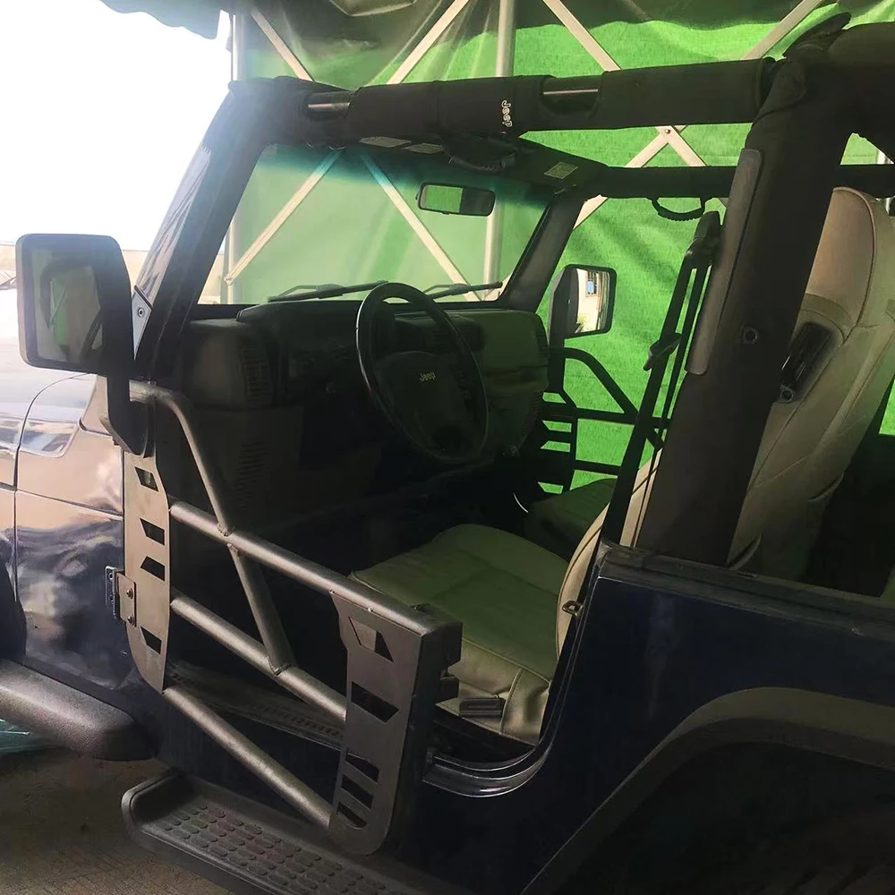 Фото Полудвери стальные черные с 2 зеркалами для Jeep Wrangler TJ 1997-2006 2-дверные T010 SXMA №2